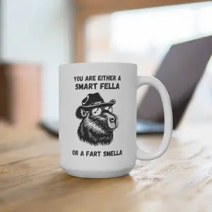 You are either a smart fella or a fart smella capybara Mug 15oz, Capybara Gift, Animal Mug, Capybara Mug, Cappuccino, Cappuccino Coffee Mug