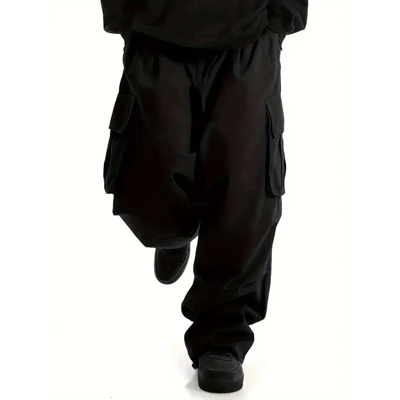 Men’s baggy cargo pants, wide-leg loose fit work trousers with multiple pockets, casual streetwear pants for everyday wear and outdoor activities