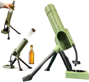 Beer Bottle Mortar Bottle Opener Automatic Bottle Opener Heavy-Duty Tactical Cap Launcher Men Hands-Free Push down Bottles Cap Launcher Novelty Cap-Launching Desk Bar Accessory Home Party