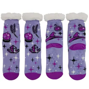 Cozy Moments Sorcerer Motifs Purple Sherpa Socks