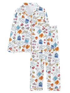 Teen Girls' Fall Winter Pajama Set, Long Sleeve Striped Print Pajama Sleepwear, Casual Fitted Two-Piece, Comfortable Home Wear