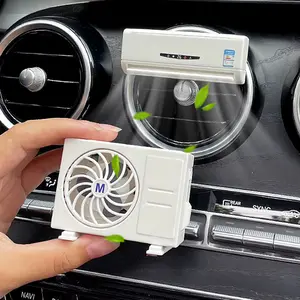 Solar Powered Rotating Air Conditioner Shape Car Air Freshener, Dashboard Aromatherapy Ornament with Fragrance Refill Sticks, Car Interior Deodorant Decor Accessories unique scent