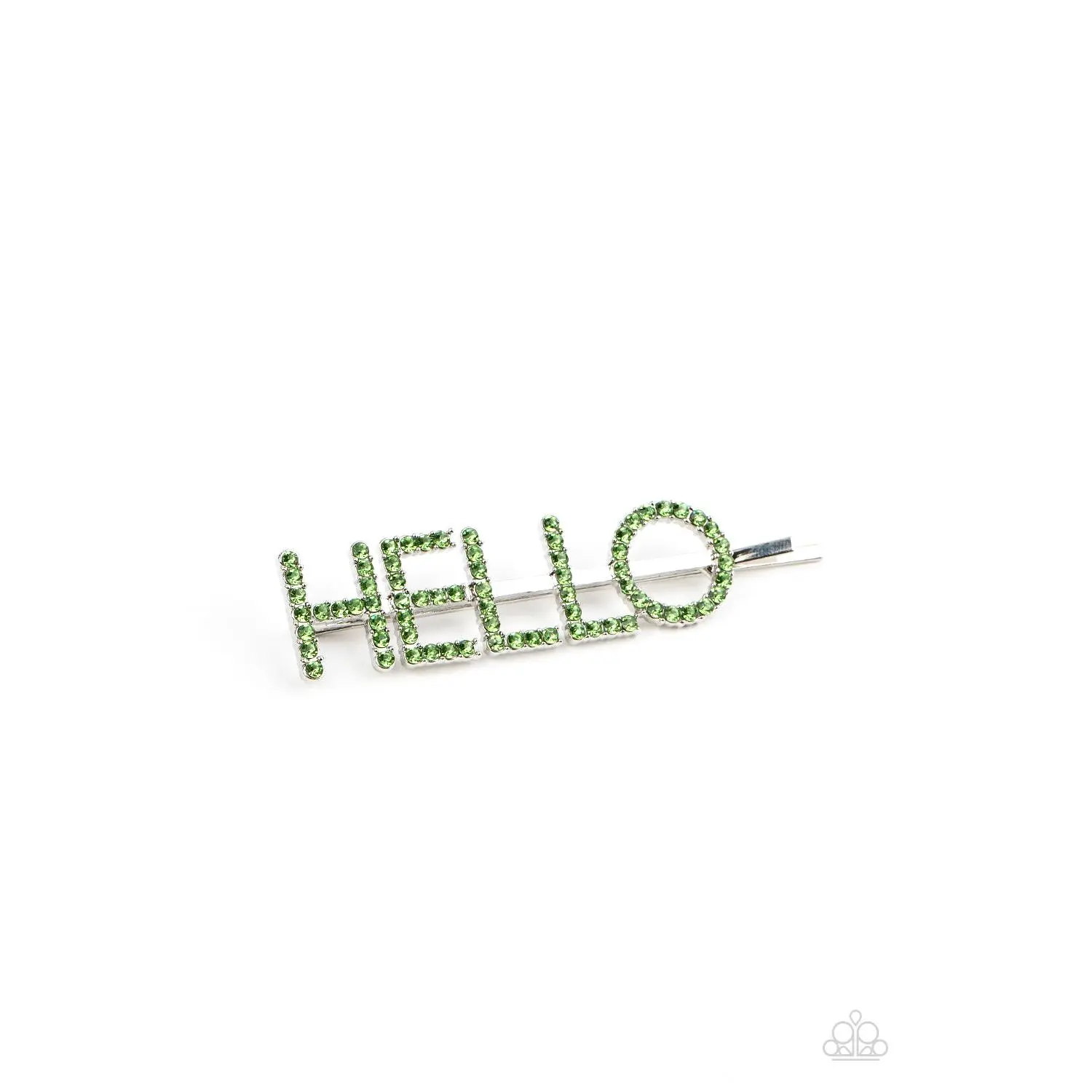 Hello There - Green Rhinestone Hair Clip - Paparazzi