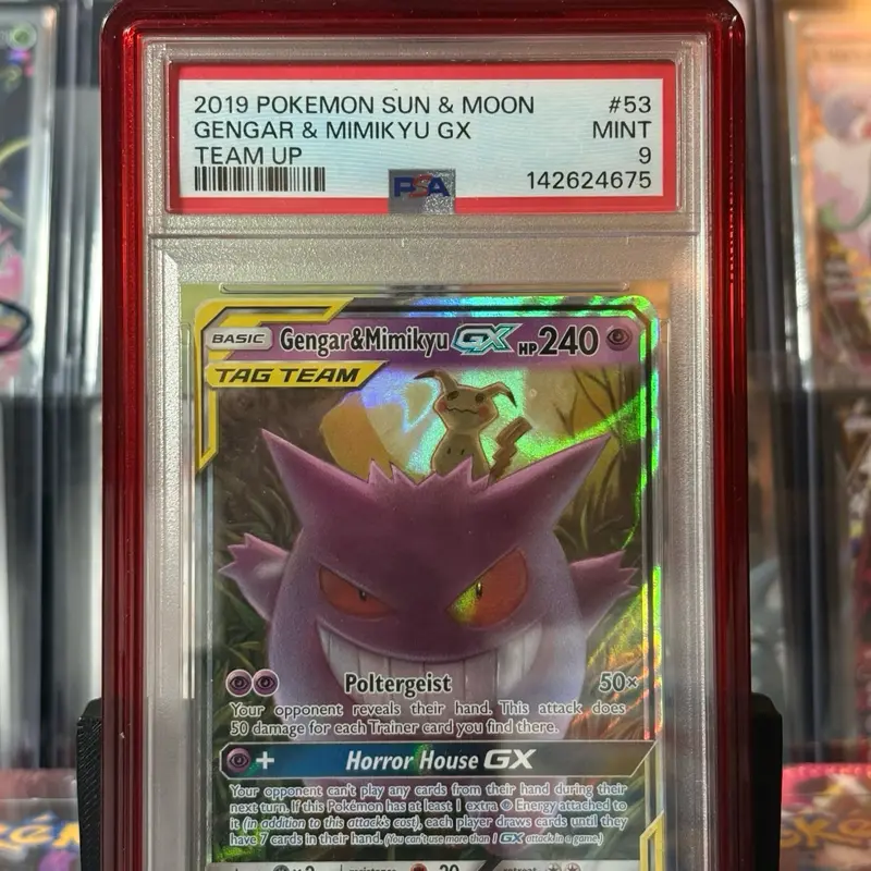 Gengar & Mimikyu GX Tag Team Trading Card, PSA 9 Graded Collectible