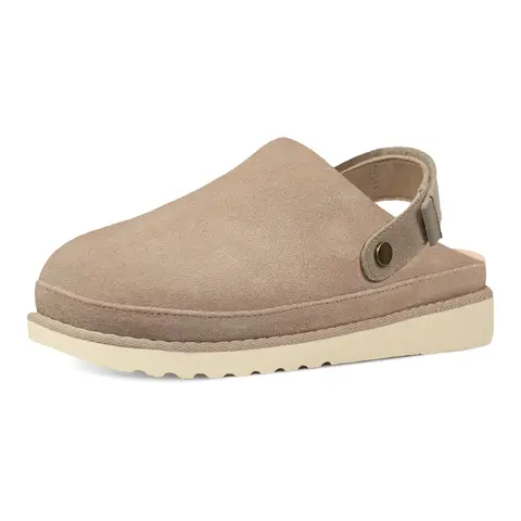 EVELLYHOOTD Women's Casual Platform Slip-On Clogs - Breathable Foam Faux Fur Upper, Adjustable Backstrap, Round Toe, Comfort Footbed, Non-Slip TPR Sole, Taupe, All Seasons Women's Shoes