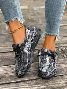 Women's Ethnic Style Patchwork Print Thick Sole Casual Shoes, Lace-Up Retro Versatile Loafers, Comfortable and Stylish Footwear