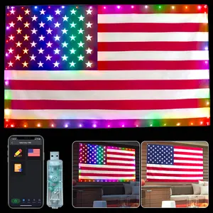 Avatar Controls American Flag Lights Outdoor, 3x5FT RGB US Flag Lights with App Control,DIY Color,Music Sync for 250th Anniversary ,July 4th, Memorial Day Decor summervibes