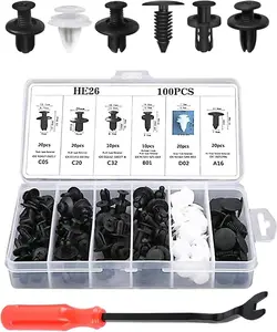 100PCS Bumper Retainer Clips Car Plastic Rivets Fasteners Push Retainer Kit 6 Popular Sizes Auto Push Pin Rivets Set -Door Trim Panel Fender Clips for GM Ford Toyota Honda Chrysler