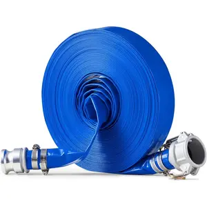 VEVOR Discharge Hose, 1-1/2x 100', PVC Fabric Lay Flat Hose, Heavy Duty Backwash Drain Hose with Clamps, Weather-proof Burst-proof, Ideal for Swimming Pool Water Transfer, BlueVEVOR Super Brand Day
