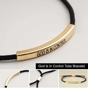 God Is In Control Inspirational Bracelet for Women & Men – Handmade Braided Tube Motivational Bracelet, Adjustable Stainless Steel, Perfect Religious Jewelry Gift for Christmas & Birthdays