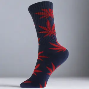 Blue Marijuana Leaf Crew Socks