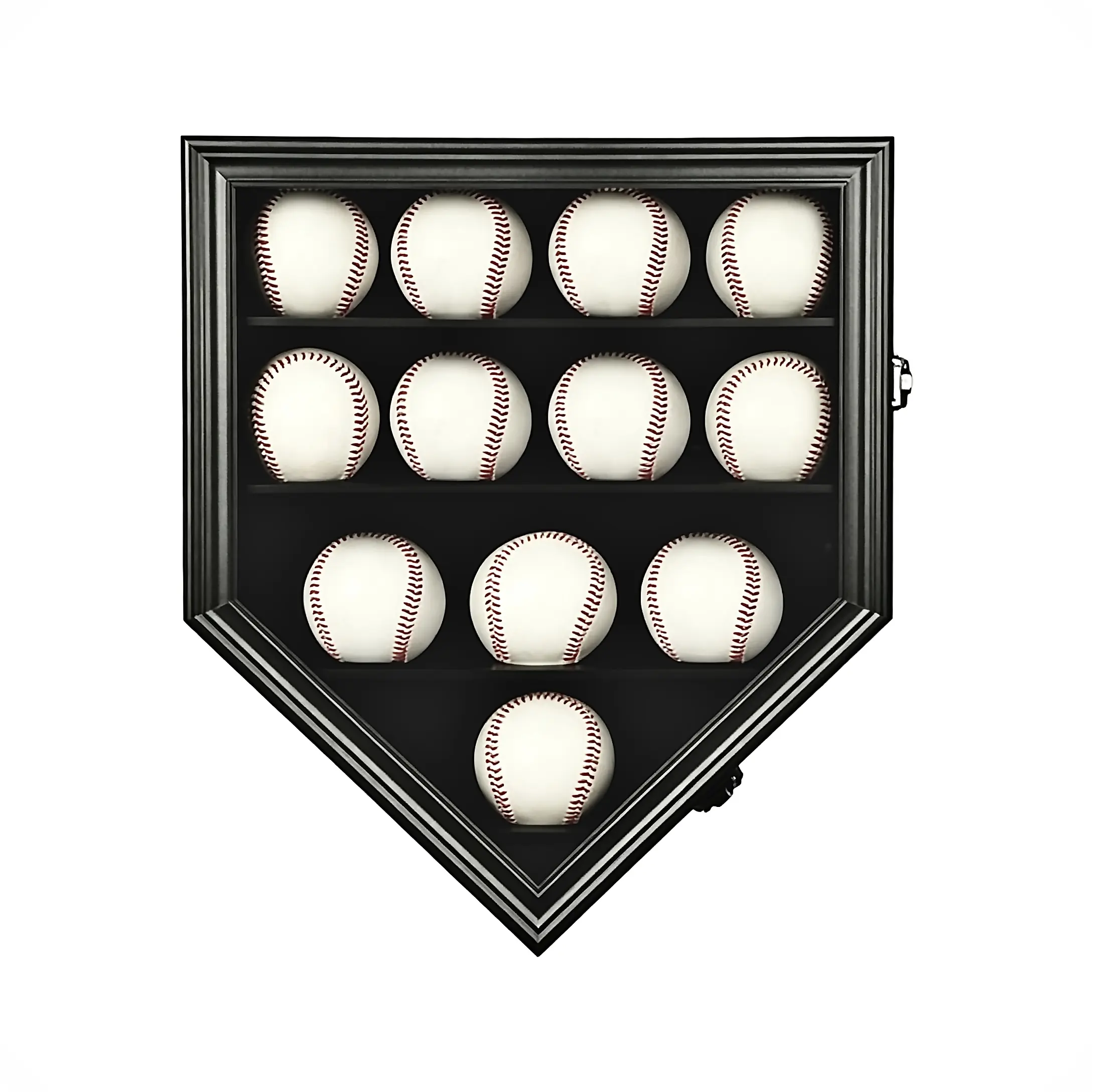 Baseball Display Case - Wooden Wall-Mount Shadow Box Cabinet for Collectors, with UV-Protection Acrylic Door