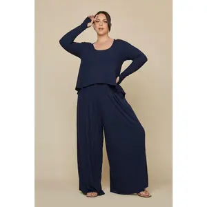 Go with the Flow Wide Leg Pant - Cosmic Navy