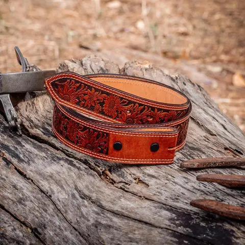 Virginia Sunflower Leather Belt - Molly's Custom Silver, Western Style Cowboy Aesthetic Accessory for Cowgirls