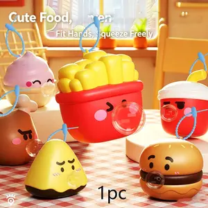 Summer New creative food Hamburg French fries Decompression toys for chicken legs, pressing bubbles and kneading Sensory Stress Relieving Toy, Mini Novelty Bubble BlowingToy,students and children Decompression gifts, desktop decorations and bag pendants.