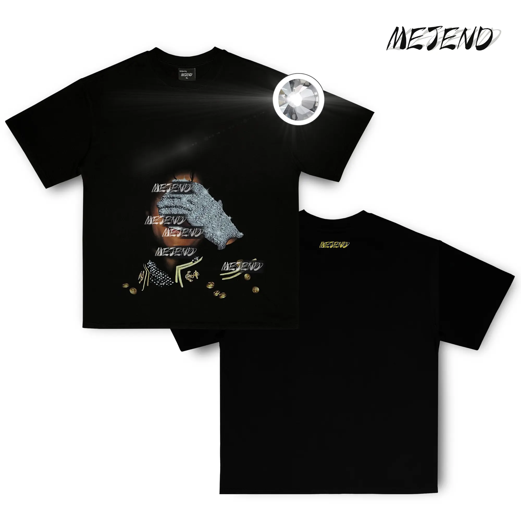 10oz 100% Cotton, t shirt with Rhinestone, Comfort Shortsleeve