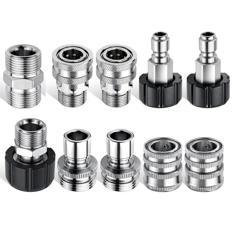 8PC/9PC High Pressure Washer Hose Adapter Set, M22-14mm to 3/8 Quick Connect Hose Fittings, 3/4" Quick Disconnect, Ideal for High Pressure Washer Nozzles