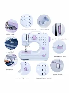 Electric household sewing machine, small sewing machine, overstitch function, button sewing and thread winding, sewing accessories, suitable for home, school and daily sewing