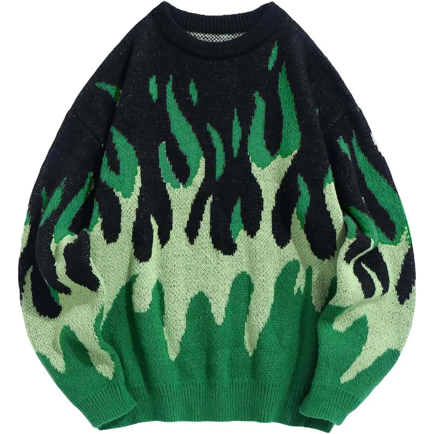 Wyeysyt Men's Oversized Sweater Graphic Crewneck Streetwear Pullover Knit Aesthetic Print Unisex Y2K Vintage Tops