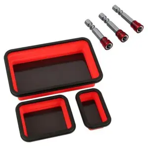 Magnetic Storage Box Set with 3 Heads, Rectangular Silicone Magnetic Tray, Foldable Magnetic Parts Tray, Strong Magnet Cross Head Drill Bit
