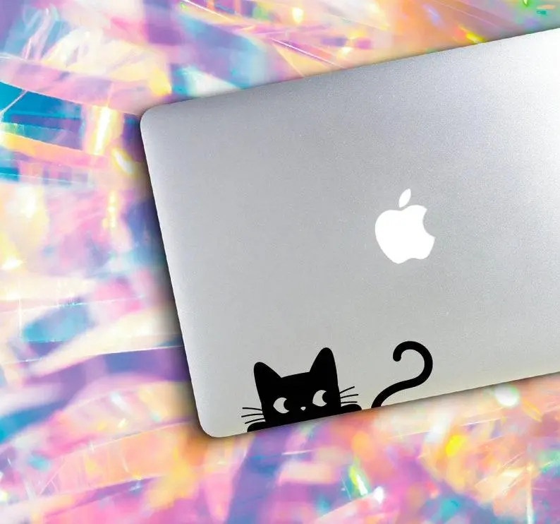 Peeking Cat Decal Sticker, Cat Decal, Cat Sticker, Cat Mom, Cat Lover, Laptop Stickers, Laptop Decal, Macbook Decal, MacBook Sticker