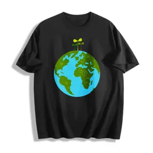 Men’s 100% Cotton Graphic Tee Casual Style Earth With Plant Design Summer Wear S-5XL Plus Size T-Shirt For Nature Lovers Environmentalists