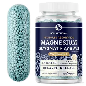 Nobi Nutrition Magnesium Glycinate Supplement 400mg Advanced Microbeadlets TRAACS Chelate System Maximum Absorption 60 Capsules - Healthcare