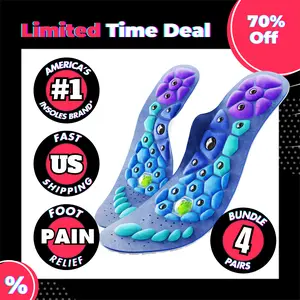 Akusoli 4 Pairs Reduces Foot pain & Standing Fatigue, 220+ lbs Plantar Fasciitis Arch Supporting insoles for Men & Women, Work Boot Insole, Shock Absorbing Insoles for Running, Arch Support Inserts To Help & Orthotic flat feet insole, reduce migraine