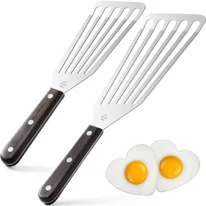 2 Pack Fish Spatula Stainless Steel,Flexible Metal Spatula  for Flipping Eggs, Burgers and Baking, Durable Lightweight Kitchen Slotted Turner for Cooking & BBQ, Christmas gifts