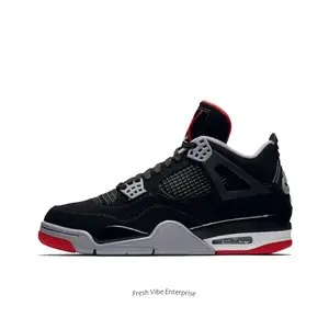 Black and Red Mid-Top Retro Basketball Shoes