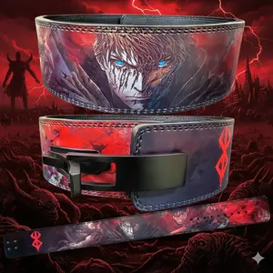 Dark Warrior Power Lever Belt Premium Anime Design Leather Weightlifting Belt for Heavy Lifts Comfortable Everyday Wear High-Quality Materials Anime Themed Fashion