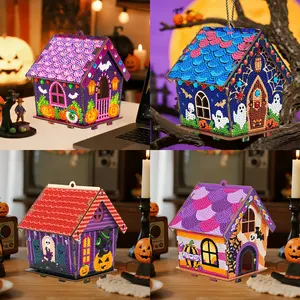 CLEARENCE 5D Haunted House Diamond Painting Set DIY Art for Adults 4.7x5.3x5.7in Full Round Drill Wooden Crystal Puzzle Home Decor Desk Ornament Gift