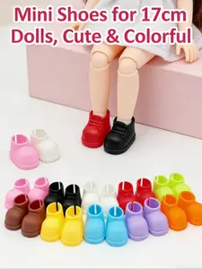 Cute Plastic Mini Boots for 17cm Dolls, Colorful Doll Shoes Accessory, Ideal Gift for Doll Lovers, Cute Style, All Seasons