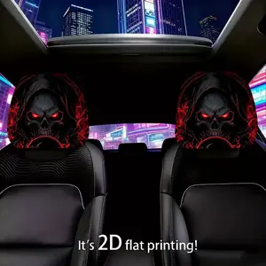 2pcs 11x10.2 inch Flame Skeleton Pattern Car headrest covers,Universal,easy to install,and durable car interior seat accessories.Suitable for daily commutes and travel,these are ideal gifts for car enthusiasts and as holiday presents,3.19CYJ-5