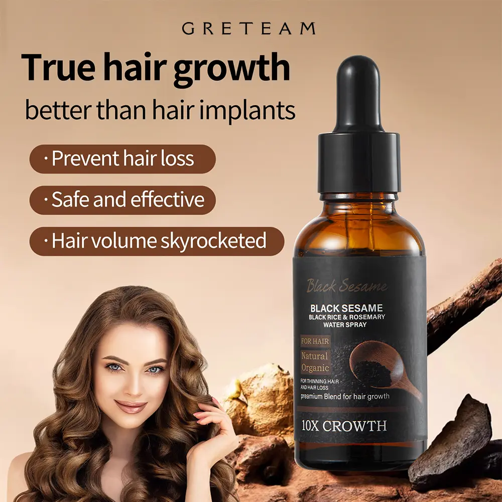 【FDA Hair Growth Essence】GreTeam  Black Sesame Ginseng Hair Care l Hair Loss Prevention Hair Care Prevent hair loss | Strengthen hair roots | Nourish dry hair | Scalp care | Natural and organic ingredients | Hair growth essence Suitable for men and women