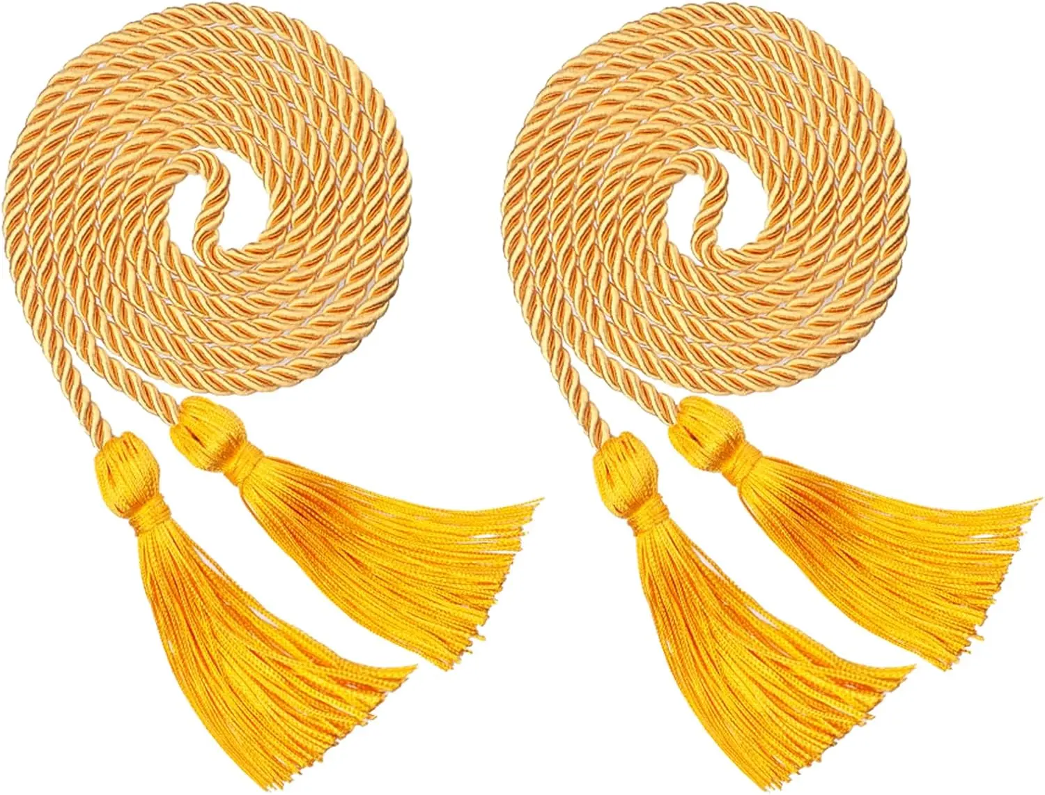 Gold Graduation Cord, 2PCS Graduation Honor Cords for Class of 2026, Rayon Braided Grad Cord with Tassels, 68" Long Polyester Yarn Honor Ropes for Bachelor, Master, Doctoral