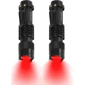 2 Pack Red Scalable Single Mode LED Flashlight Red Light Torch for Astronomy Aviation Night Observation, Powered by Single AA Battery (Not Included)