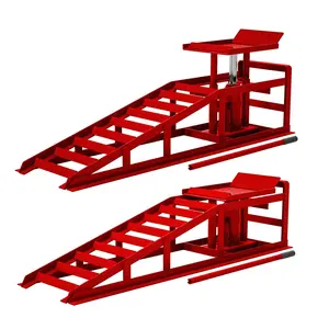 New Upgraded Heavy Duty 5 Ton Car Ramps - Low Profile Hydraulic Lift - Ideal for Oil Changes & Maintenance - High Capacity Service Ramp for Vehicles - Red (A Pair) Ideal Christmas Xmas Birthday Gifts for Women Men Friends