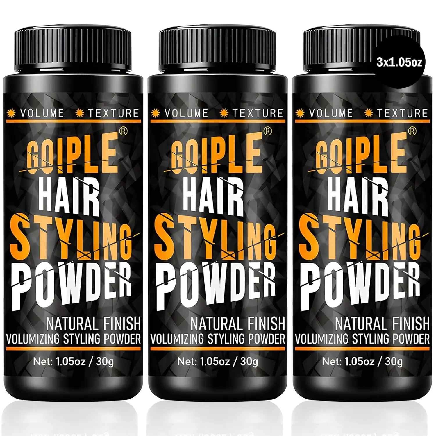 3Counts Hair Styling Powder 1.05oz Natural Look Styling for Men Volumizing & Texturizing Powder Flexible Hold Easy to Apply Texture with No Oil/Greasy/Residue