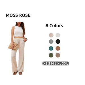 MOSSROSE Linen Pants, lightweight, breathable, keep cool, natural texture adds charm, perfect for spring, summer, ideal for casual lovers, urbanites enjoy comfort in daily life Womenswear Trouser Basic