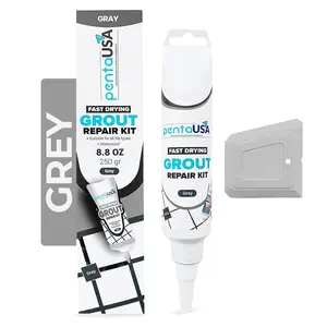 Tile Grout Repair Kit Grey Filler Triple Protection Fast Drying Formula Restores Renew Lines With Float 8.8oz 250gr Waterproof Safe For All Surfaces