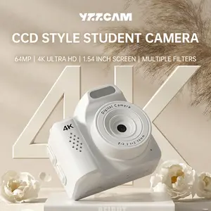 64-megapixel 4K Ultra HD Mini Digital Camera, comes with a free 32GB TF memory card, 1.54-inch color screen, weighs as little as 32g, LED flash, multiple filters, a stylish pocket camera—the perfect gift for children and students