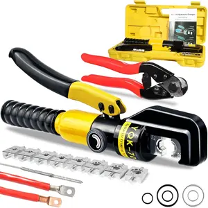 Hydraulic Crimping Tool and   Hydraulic  Lug  10  TON 12 AWG to 00 (2/0) Electrical Terminal  Wire Tool Kit with 9