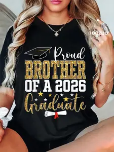100% Cotton Proud Brother of A 2026 Graduate Senior 2026 Grad Family T-Shirt