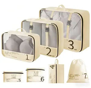 7 Set Packing Cubes for Travel Essentials Lightweight Luggage Organizer Bags for Suitcase, Compression Storage Cubes for Clothes and Toiletries, Travel Accessories for Carry On Weekend Trips