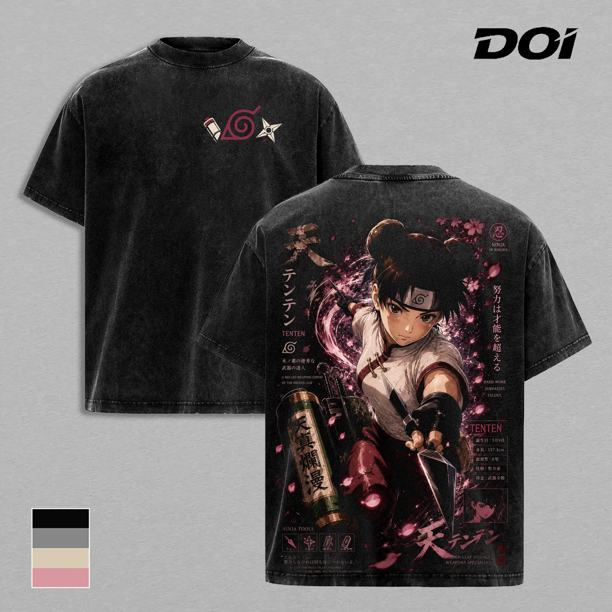 Tenten NRT T-Shirt, Ninja Tools Weapon Scroll Graphic Tee, Back Print Vintage 90s Anime Shirt, Graphic Tees Men, Trendy Tshirts, Men's T Shirts, NRT Streetwear, Unisex Cotton Distressed Tee, Merch For Men, Men Fashion Graphic Tee