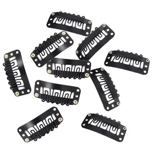 VKHAIR 2pcs Hair Extension Clips,32mm 9-Teeth Wig Clips I-Shape Snap Hair Accessories for Women DIY Clip-ins Extensions Wig,Black