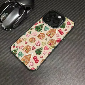 Case for iPhone 17 Pro Max 16 Plus 15 14 13 12 11 Air E Gingerbread House Christmas Pattern Matte Shockproof Anti-Scratch Stylish Smartphone Cover