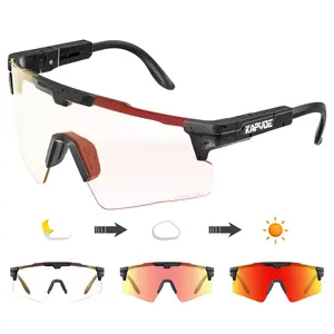 KAPVOE Adjustable 3-Lens Protection Sports Eyewear, HD Photochromic Sunglasses for Outdoor Cycling, Running, Everyday Casual Use, 3-Lens Sports Eyewear
