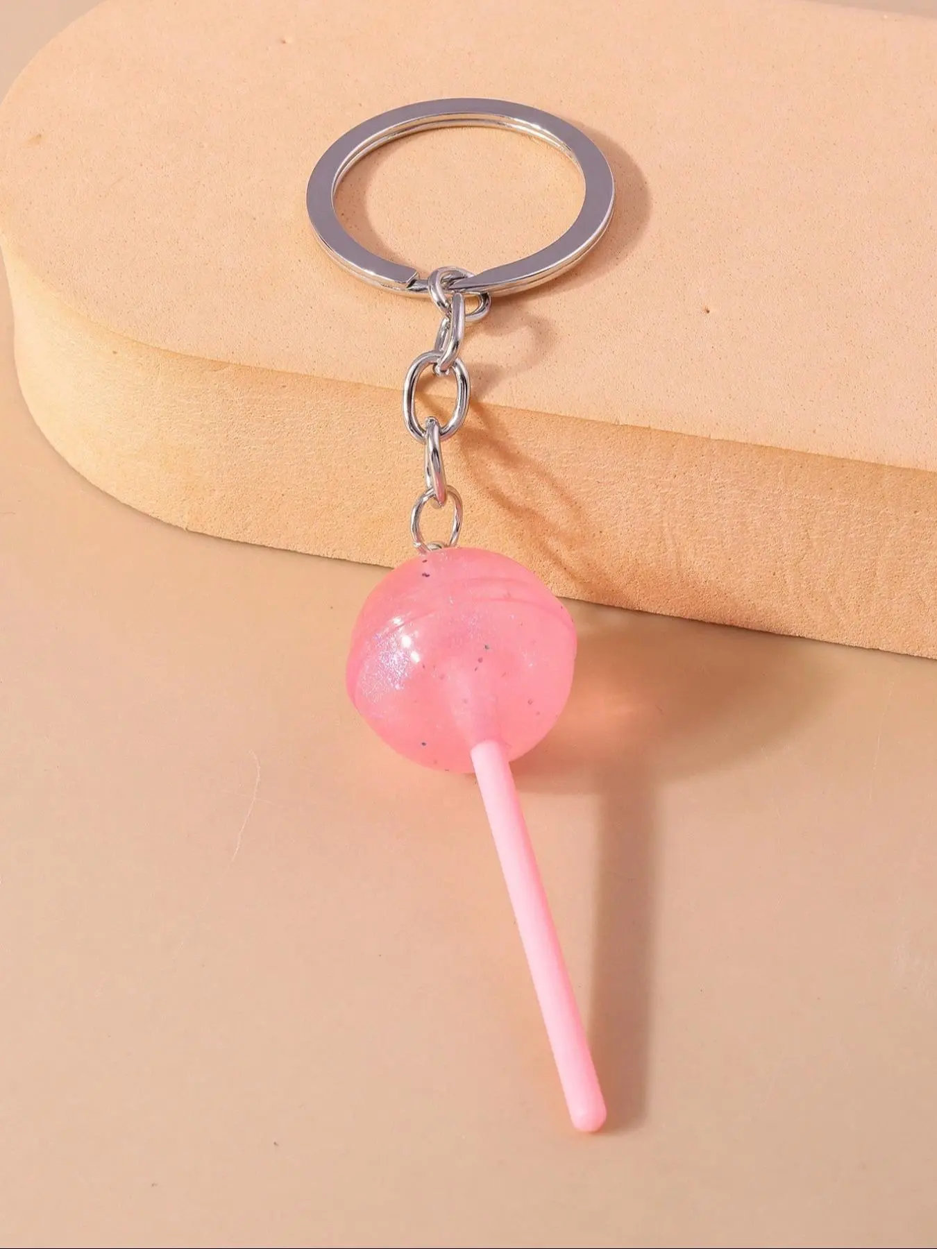 1pc Cute 1pc Pink Round Lollipop Shaped Alloy Keychain For Lady, Suitable For Daily Use 1pc Cute 1pc Pink Round Lollipop Shaped Alloy Keychain For Lady, Suitable For Daily Use